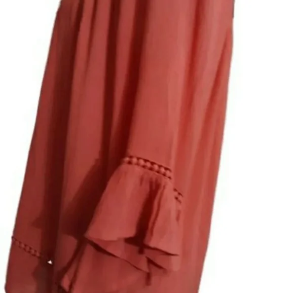 Womens Westport sz med coral color tunic peasant top Bell sleeved shirt - Picture 2 of 8